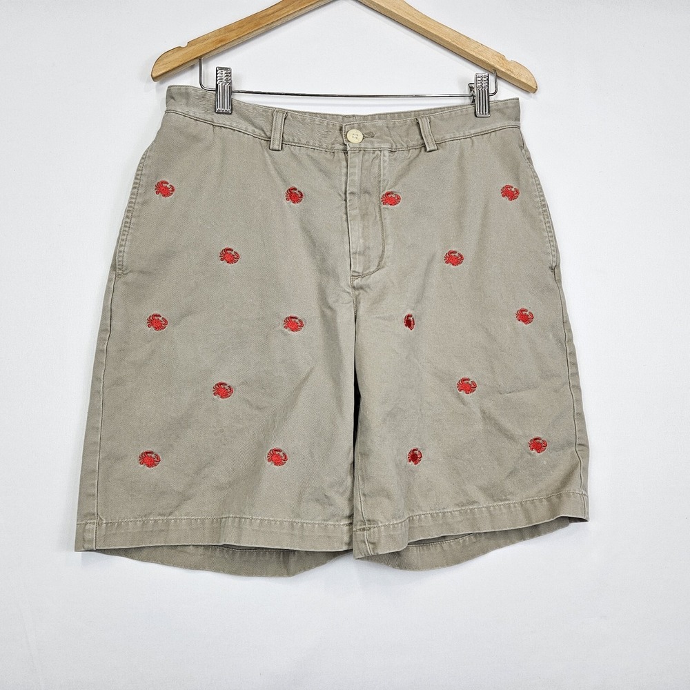 Vineyard Vines Club Chino Shorts Mens 32 Khaki Cotton 1H0143 Embroidered Crab